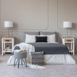 RUSTOWN Farmhouse Bedside Table Set of 2, Rustic Nightstand with Drawers and Open Shelf, Side Table End Tables for Bedroom/Living Room/Lounge (Vintage White) RUSTOWN