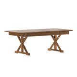 EMMA + OLIVER Elora Folding Farmhouse Dining Room Table with Crisscross Legs, Commercial Grade Rectangular Solid Pine Farm Table for 8, 7' x 40", Antique Rustic EMMA + OLIVER