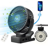 Portable Fan with Remote Control & Timer & LED Lights, 60hrs 12000mAh USB Rechargeable Battery Fan Could Clamp/Hanging/Stand Up, Small Clip on Fan for Baby Stroller, Bed, Desk, Camping Tent, Travel OUTERFAN