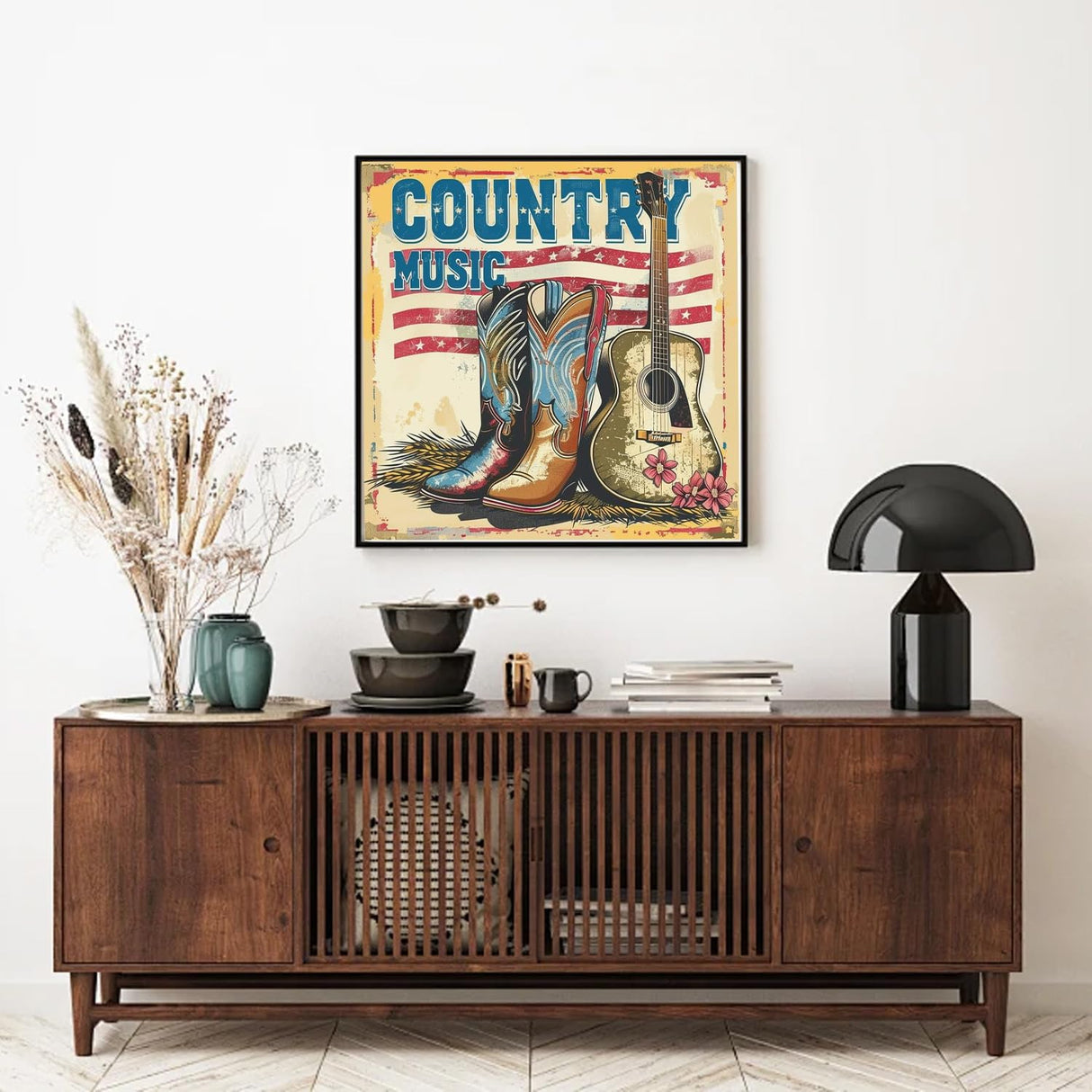 RYMILIE Diamond Art Kits for Adults-Country Music Diamond Art Kits for Beginners-DIY 5D Cowboy Boots Diamond Painting Kit for Home Wall Decor Gifts【13.7x13.7inch】 RYMILIE