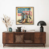 RYMILIE Diamond Art Kits for Adults-Country Music Diamond Art Kits for Beginners-DIY 5D Cowboy Boots Diamond Painting Kit for Home Wall Decor Gifts【13.7x13.7inch】 RYMILIE