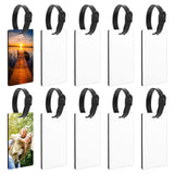 10pcs Sublimation Blanks Luggage Tags with Strap, White Blank Backpack Travel Bag Baggage Tags Double Sided Rectangle Name ID Card Label Tag Perfect to Quickly Spot Luggage Suitcase WACAR