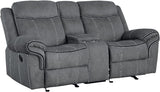 Acme Zubaida Reclining Loveseat with USB Dock and Console in 2-Tone Gray Velvet Acme
