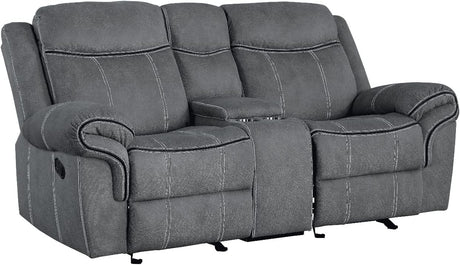 Acme Zubaida Reclining Loveseat with USB Dock and Console in 2-Tone Gray Velvet Acme