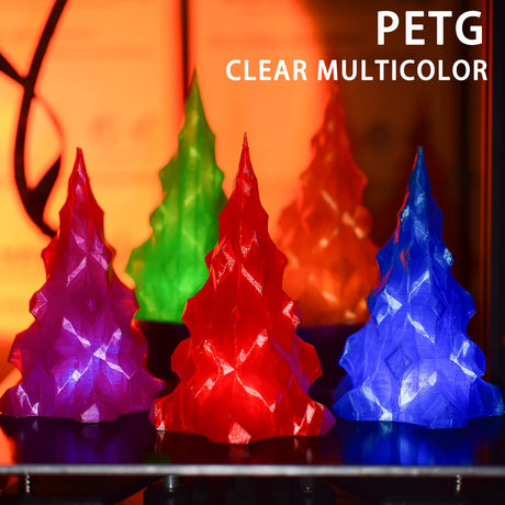 LOCYFENS PETG Filament 1.75mm, Clear Transparent Filament 5 Colors, 3D Printer Filament Bundle Multicolor, 1.75 PETG +/- 0.02mm, 3D Printing Red Green Blue Purple Orange 200g x 5 Spools LOCYFENS