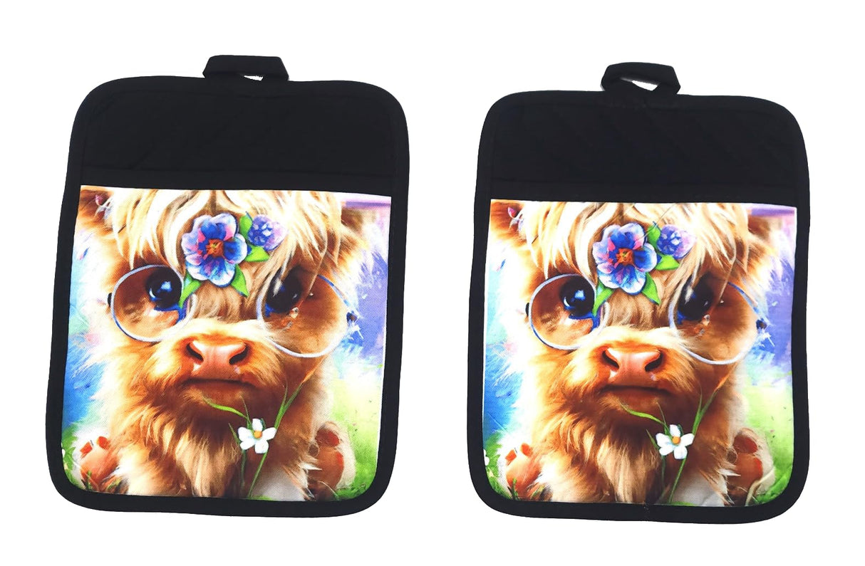 Sublimation Blanks 9"x7" Polyester/Cotton Black Pot Holders with Sublimation Pocket DIY Set of 6 Tromic