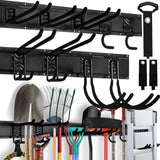 64" Heavy Duty Garage Storage Tool Organizer Wall Mount - Tool Rack with Adjustable Hooks, Anti-Rust, 300lbs Capacity - Easy Installation (4 Racks, 10 Hooks, 3 Straps) SEDY