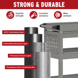 Cemostey 3-Tier Rolling Utility Cart, Heavy Duty Tool Cart on Wheels, Metal Service Cart with Locked Drawers for Garage, Warehouse and Repair Shop (Grey) Cemostey