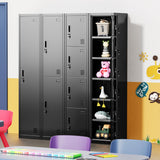 INTERGREAT Metal Locker for Employees with 6 Doors, (72") Black Steel Locker Storage Cabinet with 6 Tiers,Tall Office Storage Lockers for Home Office,School,Gym INTERGREAT