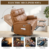 PALLOME Power Reclining Sofa, Electric 3-Seat Dual Recliner Sofa with USB Ports, Cup Holders, Wall Hugger Sofa & Couch for Living Room Home Theater Apartment RV (Brown) PALLOME
