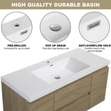 Floating Vanity Bathroom, 48 Inch Bathroom Vanity with Sink, Wall Mounted Single Sink Bathroom Vanity, Soft Closed 2 Drawers, Integrated Sink (Natural Oak) VUMALL