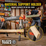 Klein Tools 66188 Folding Saw Horse, 2x4 Support Arms, 26-Inch to 32-Inch Adjustable Height, Heavy Duty Jobsite Table, 1-Pack Klein Tools