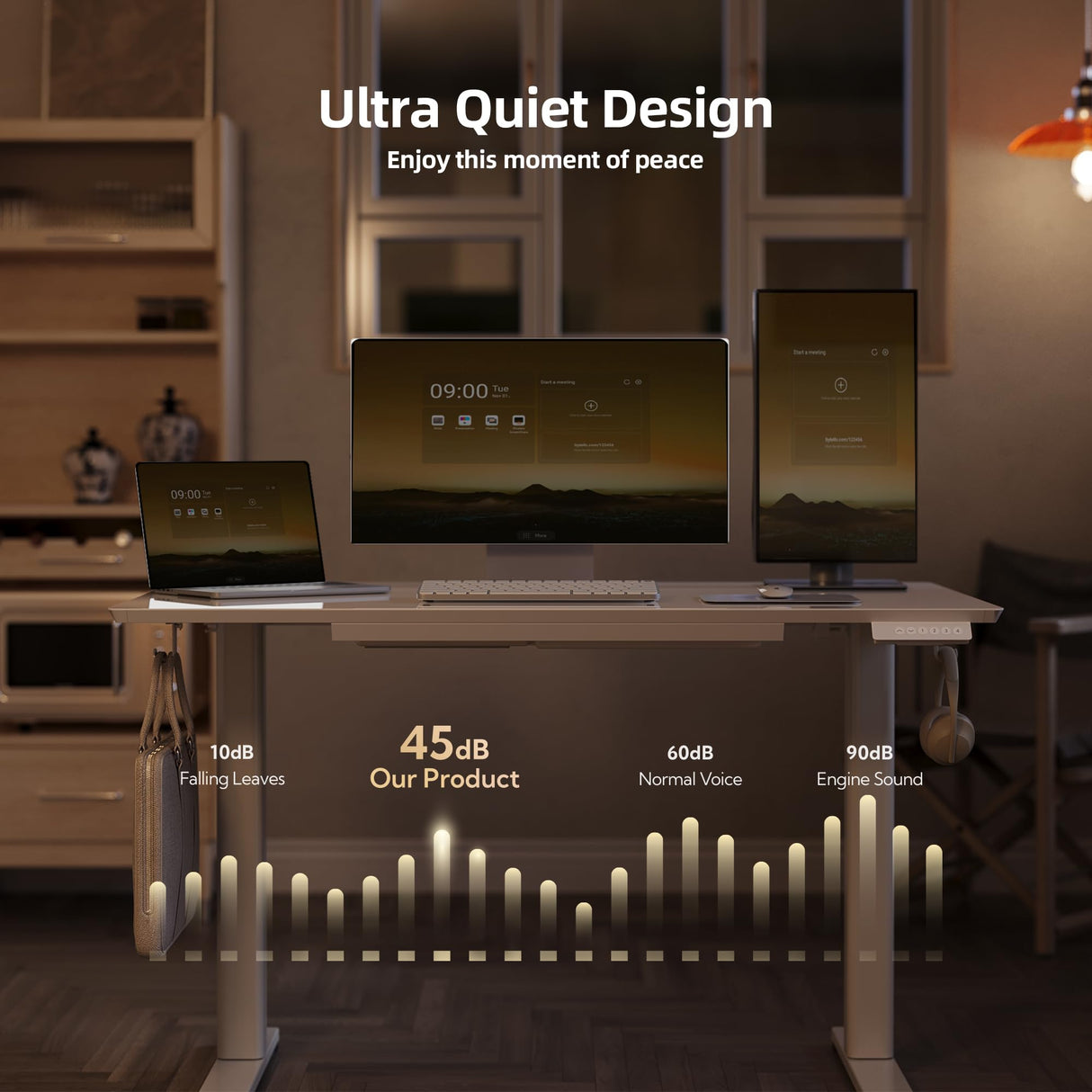 Claiks Glass Standing Desk with Drawers, 48×24 Inch Electric Adjustable Height Stand Up Desk Quick Install Computer Desk, White Claiks