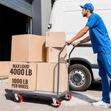 HANDSAMMU 6 inch Industrial Casters-Polyurethane on Polyolefin Swivel Casters, Set of 4 Heavy Duty Casters with 4000 lb Capacity, Caster Wheels for Workbench, Industrial Equipment (2Rigid&2Swivel) Handsammu