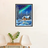 SKRYUIE 5D Diamond Painting Kits Winter - DIY Diamond Art Kits for Adults Aurora, Full Round Drill - Crystal Embroidery Cross Stitch - Craft for Wall & Office Decor - 12x16 Inch SKRYUIE