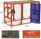 COZIVVOVV Outdoor Cat Enclosures, Large Cat Cages Indoor Large with 3 Platforms, Wooden Cat Crates for Outside, Weatherproof Cat House & Cat Condo with Asphalt Roof, Orange COZIVVOVV
