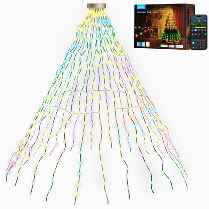 Govee Christmas Tree Lights, Smart RGBIC 480 LEDs Christmas Lights Outdoor, 6.6ft × 24 String Lights for Holiday Decor, IP65 Waterproof, Music Sync, Voice Control, 60+ Scene Modes, Green Wire