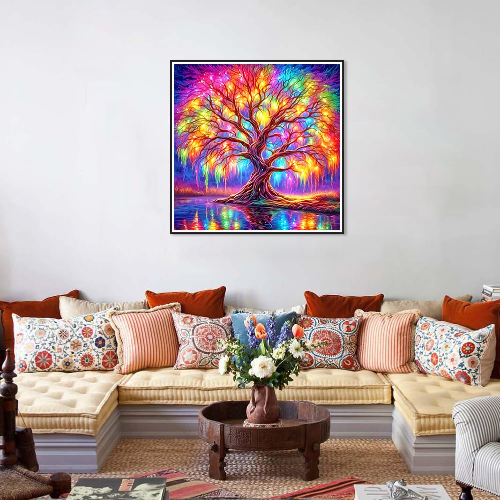 Stalente Diamond Painting Kits for Adults, 5D DIY Diamond Art Kits for Beginners Round Full Drill Diamond Painting for Home Wall Decoration Gift 12×12inch, Tree of Life Stalente