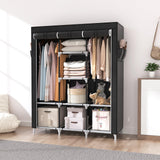 VTRIN Portable Closet, Large Capacity Portable Wardrobe with 2 Hanging Rods and 8 Storage Shelves, Sturdy Free Standing Closet Wardrobe for Hanging Clothes with Side Pockets, Black VTRIN