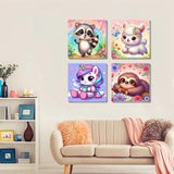 CraftyTime 4 Pack Framed Paint by Number for Kids Age 8-12 Kids, Cute Animals Paint by Numbers Kit for Beginners,Easy Acrylic Paint by Numbers Canvas Arts and Crafts for Wall Decor Gift 8x8in CraftyTime