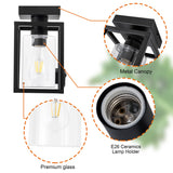 Mayful Flush Mount Ceiling Light Fixture with Clear Glass Shade, Farmhouse Black Metal Frame Light Fixture for Kitchen Island Entryway Porch Foyer Dining Room, E26 Ceramic Base Mayful