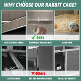 Gowoodhut Indoor Rabbit Hutch - 36''L Outdoor Wooden Bunny Hutch with Wheels Rabbit Cage Guinea Pig Cages Removable Pull Out Tray, Ramp, Hideout, Small Animals Pet House Hamster Ferret for Bunny Cage Gowoodhut