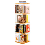 TAKEKIT 360° Rotating 4-Tier Bookshelf - Stylish Acrylic & Solid Wood Design for Kids' Playrooms, Bedrooms, and Living Rooms TAKEKIT