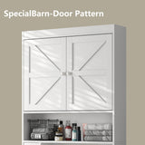 furomate Over The Toilet Storage Cabinet with Barn Doors, 32.3''W Free Standing Toilet Storage Shelf Space Saver with Adjustable Bottom Bar, White furomate