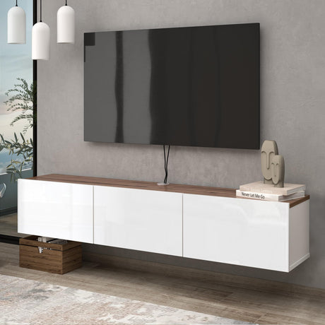 Atelier Mobili Wall Mounted TV Console - Glossy White, Entertainment Center with Floating Design ATELIER MOBILI THE LEADER OF THE INTERCHANGEABLE FURNITURE