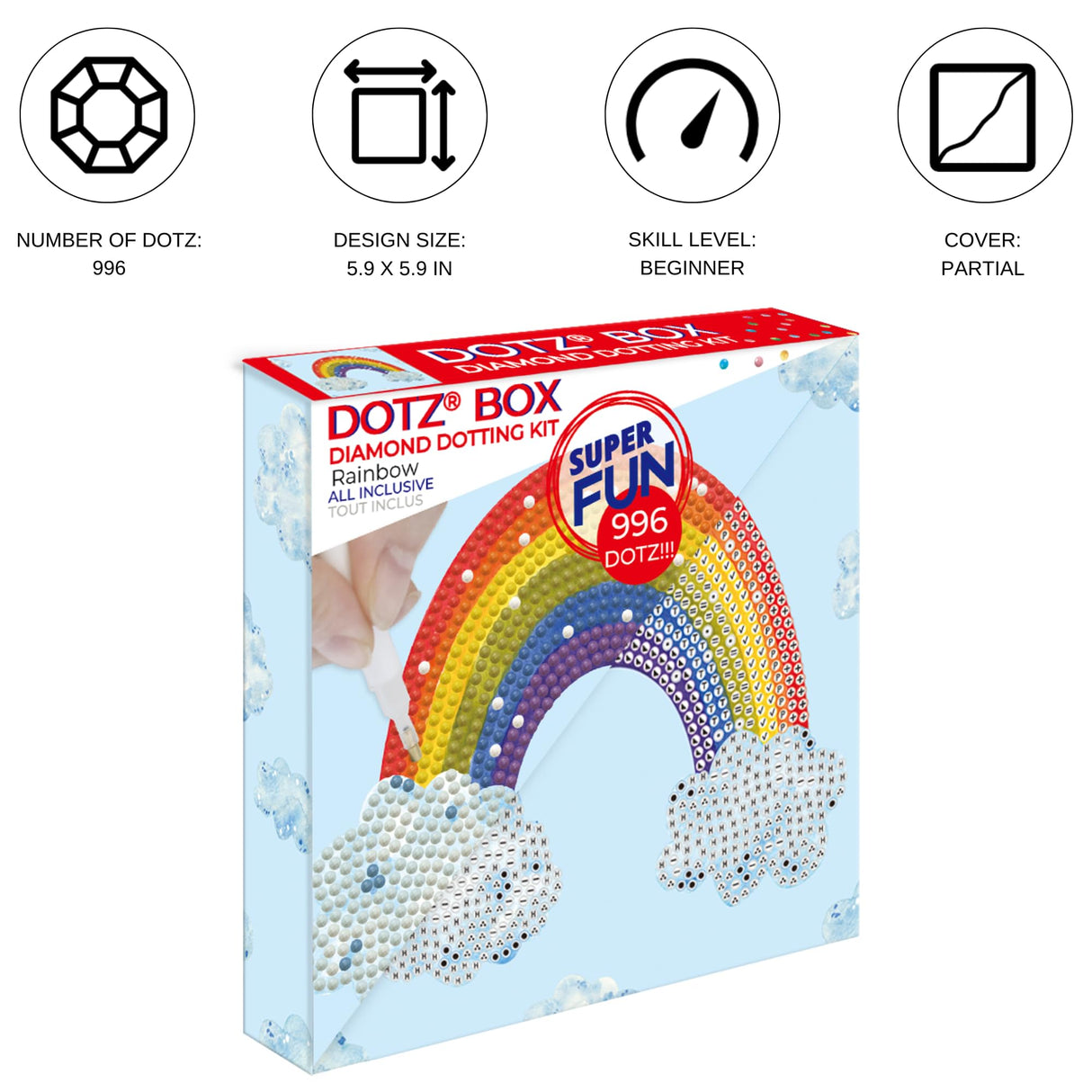 DIAMOND DOTZ Rainbow Smile Diamond Painting Kits for Adults - Diamond Art Kits a Relaxing Creative Craft Kit with Dotz Gems 5.9x5.9 DIAMOND DOTZ