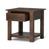 SIMPLIHOME Monroe Solid Acacia Wood 22 inch wide Square Rustic End Side Table in Distressed Charcoal Brown with Storage, 1 Drawer, for the Living Room and Bedroom SIMPLIHOME