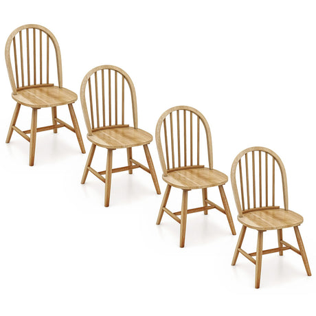 Safeplus 18" Oak Dining Chairs Set of 4, Wood Windsor Chair with Spindle Back for Country Farmhouse Kitchen Island Safeplus