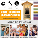Outdoor Far Infrared Sauna, 1 Person Low EMF Indoor Home Sauna Canadian Hemlock Wood Dry Sauna 1400W/110V Homsido
