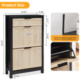 HUSHEDIFY 2 Flip Drawers Shoe Cabinet Storage for Entryway, Narrow Shoes Organizer Cabinet for Front Door Entrance, Free Standing Hidden Wooden Hallway Shoe Rack(Oak&Black) HUSHEDIFY