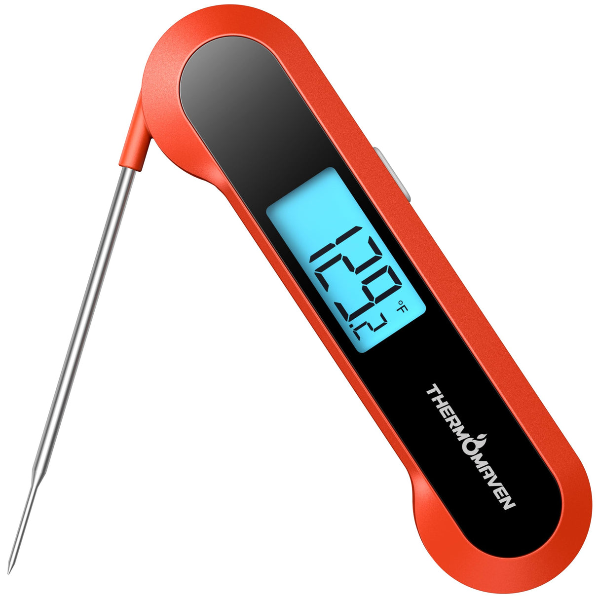 Professional 0.5 Sec Instant-Read-Meat-Thermometer-Digital, NIST Certified ±0.5℉ Accuracy, Auto Rotate Large LCD Display, 100% Waterproof Cooking Thermometer for Grill BBQ Smoker Oven Candy, Red ThermoMaven