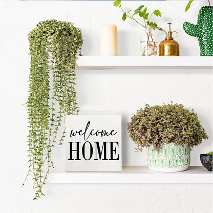 Welcome Home Sign Home Decor Desk Decor Wooden Box Sign Rustic Black Wood White Plaque Box Sign for Women Family Friends Farmhouse Living Room Kitchen Bedroom Shelf Table Decoration - WoodArtSupply