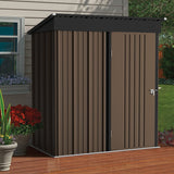 LEMBERI 5x3 FT Outdoor Storage Shed with Floor,Tool Garden Metal Sheds with Lockable Door,Outside Waterproof Galvanized Steel Storage House for Backyard Garden, Patio, Lawn Brown LEMBERI