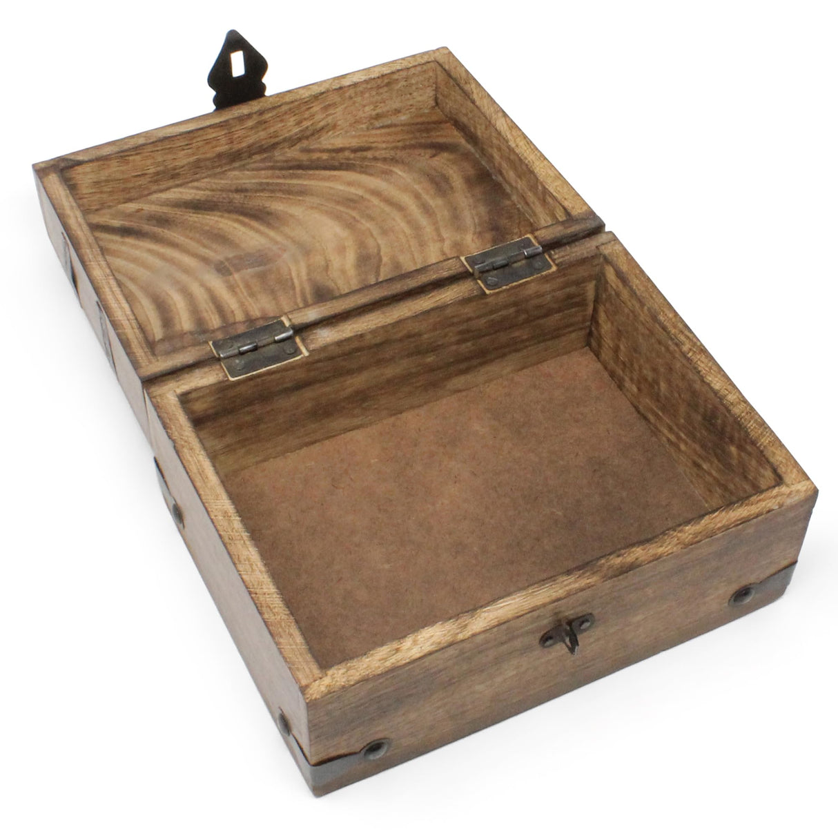Nautical Cove Treasure Chest Wooden Box with Antique Iron Lock and Skeleton Key - Storage and Decor (Small 8 x 6 x 4.5) Nautical Cove