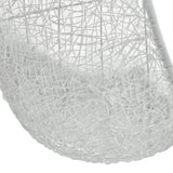 Modway Hide Wicker Rattan Outdoor Patio Porch Lounge Egg Swing Chair Set with Stand in White Modway