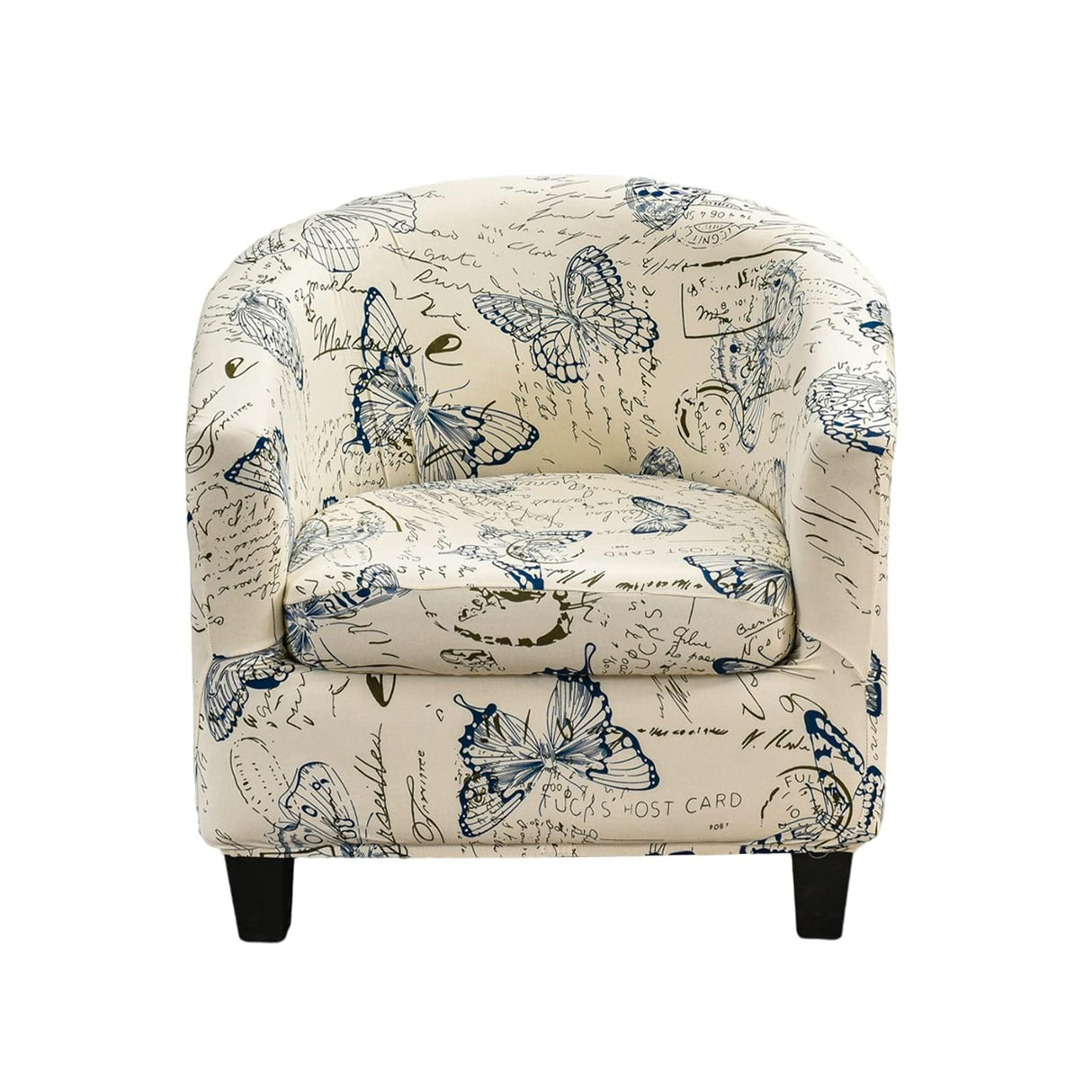 CRFATOP 2 Piece Club Chair Slipcover Printed Tub Chair Slipcover Armchair Soft Printed Round Barrel Chair Covers with Elastic Bottom for Bar Counter Living Room, Butterfly CRFATOP