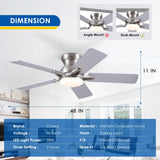CHESUR Flush Mount Ceiling Fans with Lights Remote/APP Control, Modern Ceiling Fan Light with Timer Setting and Silent Motor, Low Porfile Reversible Fan Light for Indoor/Outdoor Use CHESUR
