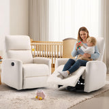 HAOMARKETS Swivel Rocker Recliner Chair, Manual Faux Leather Glider Rocking Recliners for Adults, 360° Swivel Nursery Reclining Sofa with Padded Backrest for Living Room, White HAOMARKETS