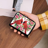 DoxQcs Mini Anti-demagnetization Coin Card Holder, DIY Diamond Art Painting Leather Zipper Card Case Wallet-Cardinal DoxQcs