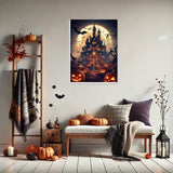 HEIBAGO Halloween Framed Paint by Numbers Kit for Adults, Castle Pumpkin Paint by Numbers for Beginner, Moon Adult Paint by Number Kits on Canvas, Painting by Numbers for Home Wall Decor 12 * 16 inch HEIBAGO
