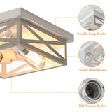 DIKAIDA 2 Pack White Flush Mount Ceiling Light, Farmhouse Ceiling Light Fixtures, 2-Light Rustic Metal Finish Industrial Kitchen Light Fixture for Bedroom, Hallway Light DIKAIDA