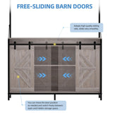 SYESWAY 55-75 Gallon Fish Tank Stand with Power Outlets, Heavy Duty Metal Frame Aquarium Stand with Barn Door, Turtle Reptile Terrariums Stand, 1000LBS Capacity, Grey SYESWAY