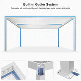 PURPLE LEAF Louvered Pergola 10' x 16' White Outdoor Aluminum Pergola with Roller Blinds Adjustable Gazebo Rainproof for Patio Deck Garden, 1 Long Side and 2 Short Side PURPLE LEAF