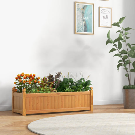 HAPPYGRILL Raised Garden Bed, Elevated Planter Box with Drainage Holes, Outdoor Wood Planter Container for Vegetables Flowers & Herbs, Planter Raised Beds for Garden, Patio, Balcony HAPPYGRILL