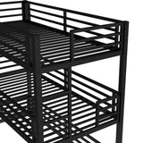 Bellemave Triple Bunk Bed Twin XL Size, Heavy Duty 3 Bunk Beds with Safety Guardrails and Noise-Reduced Design, Metal Triple Bed for 3 Kids, Teens, Adults, No Box Spring Needed Black Bellemave