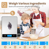 Yusshn Digital Kitchen Scale - Precision Food Scale for Cooking & Baking (1g/0.05oz Accuracy) - Waterproof Stainless Steel with LCD Display, Batteries Included - Weight in Grams & oz (Ash Silver) Yusshn